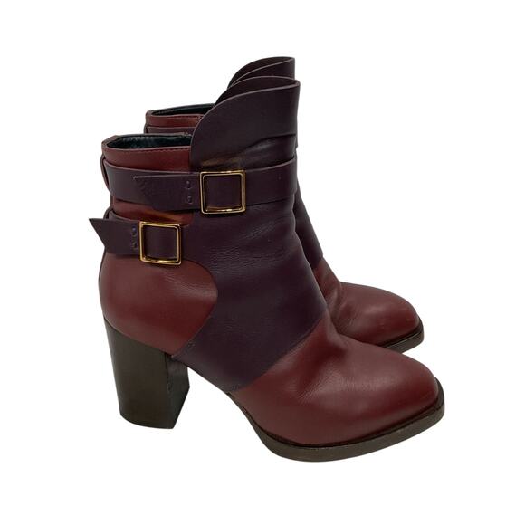 Tod Tod\'s Two Tone Wine Double Buckle Boots Size 36 EU / US 6